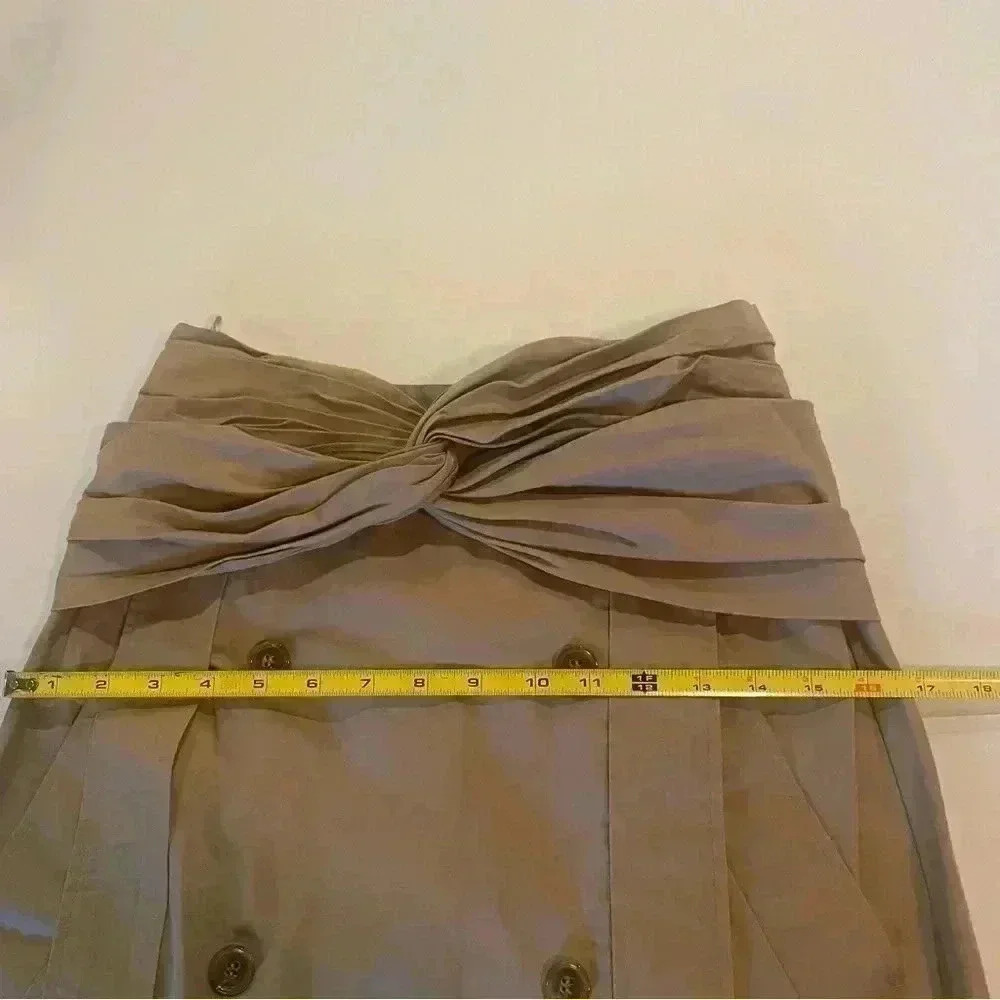 Rokh Midi Skirt 38 4 S Brown Beige Tan Twist Front Button Embellished Cotton - Picture 12 of 16
